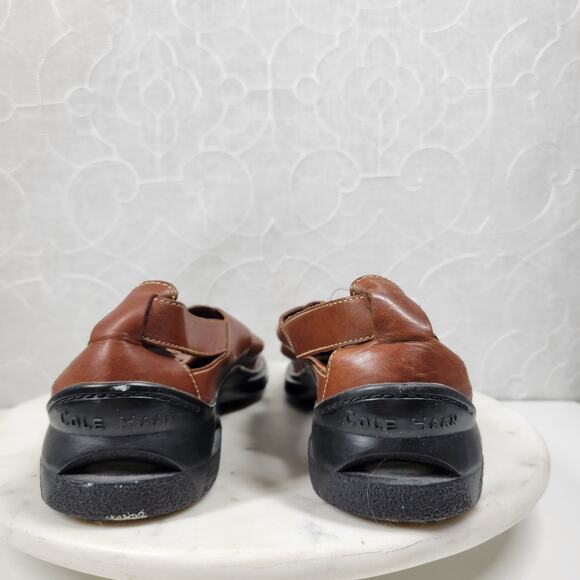 Cole Haan x Nike Air Fisherman Sandals Mens 9.5 Brown Leather Closed Toe Buckle - Picture 14 of 15